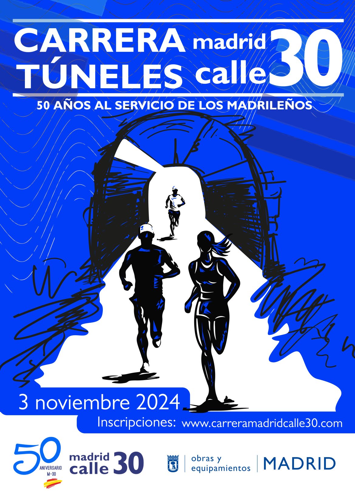 Cartel carrera túneles M-30