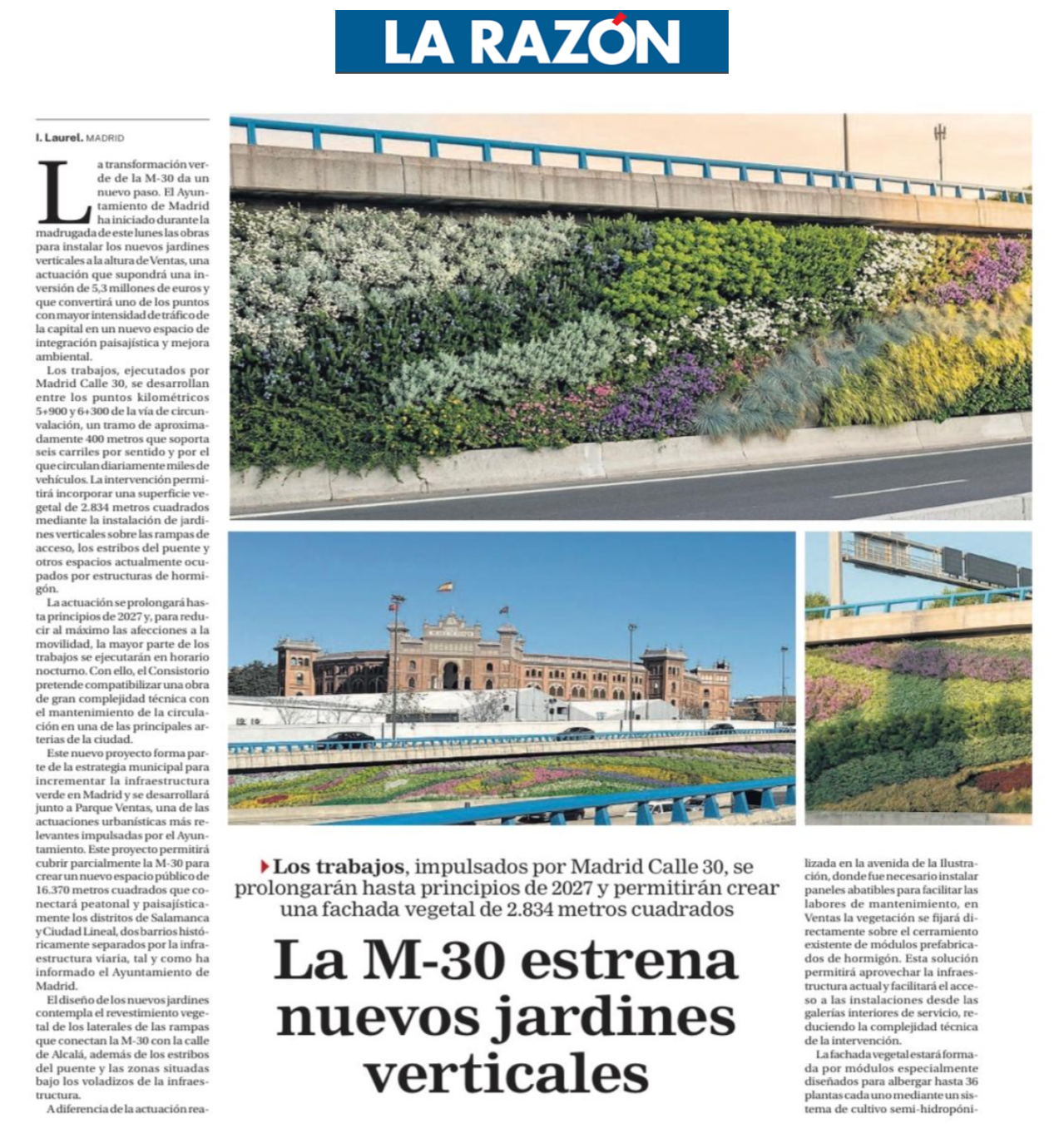 La M-30 estrena nuevos jardines verticales-La Razón.pptx La M-30 estrena nuevos jardines verticales-La Razón.pptx